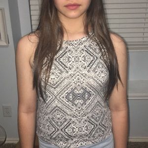 Geometric navy blue crop top